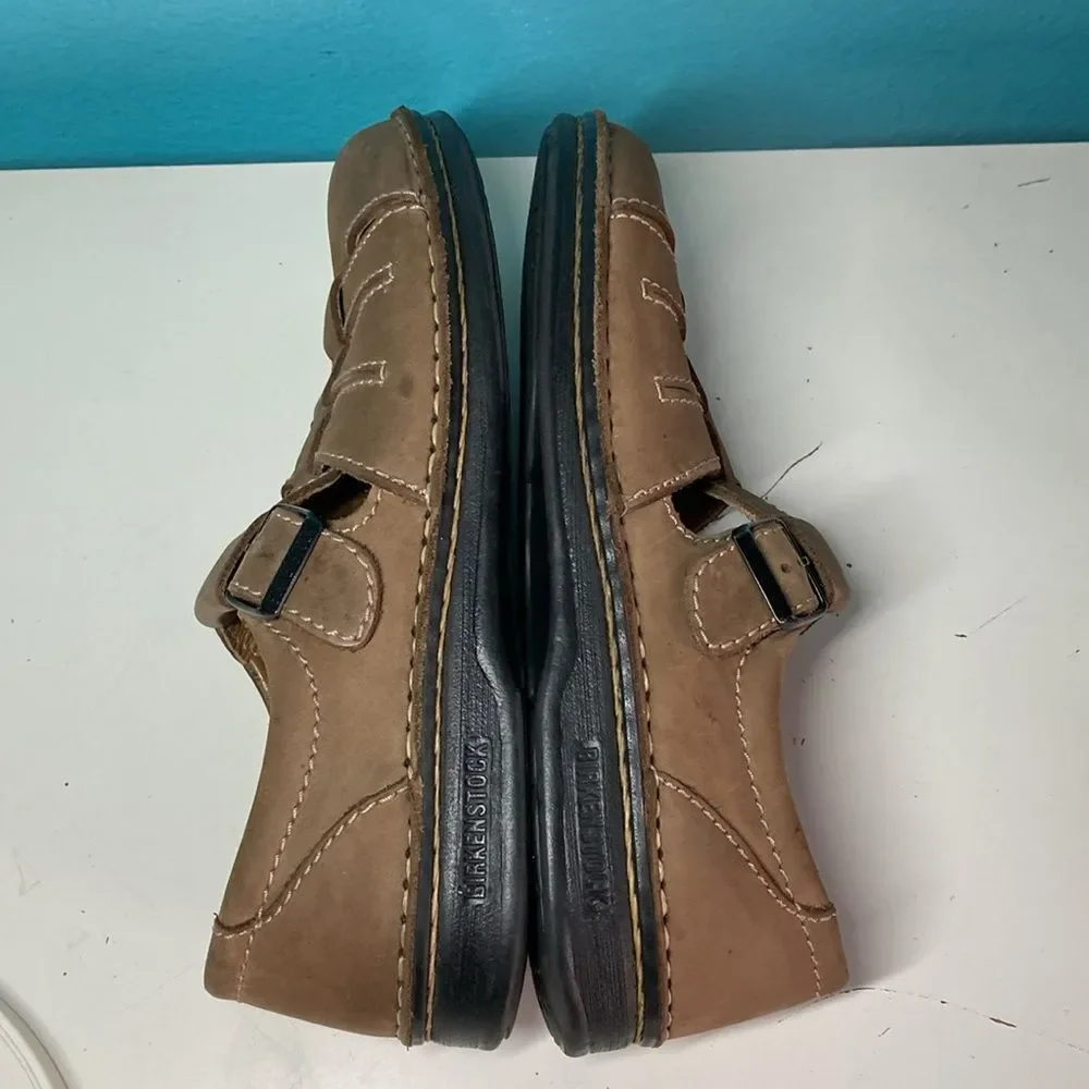 Birkenstock Footprints Classic Fisherman Sandal 41 Men 8 Women 10 Brown Leather